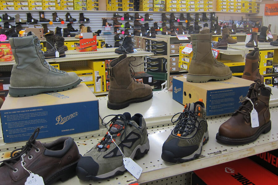 Work Boots, Hiking Shoes, Footwear in the Showroom